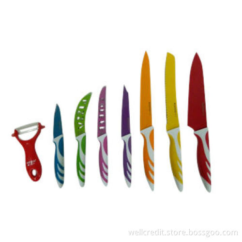 Good-quality 8pcs/set Color Non-stick Knife Set with Magnet Box
